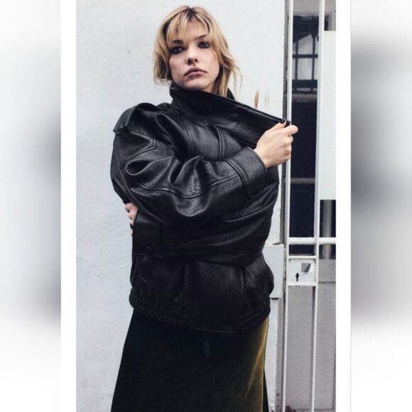 Zara FAUX LEATHER JACKET - Picture 3 of 4